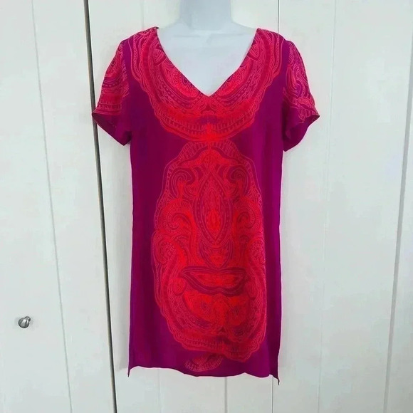 Amanda uprichard pink and orange silk shift dress - Picture 1 of 8
